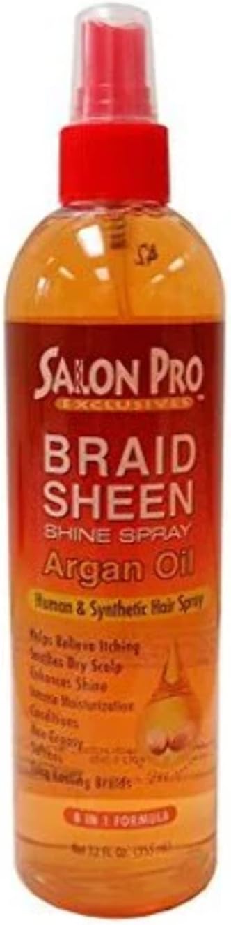 Salon Pro Braid Sheen Shine Spray 8 in 1 Formula 12 fl oz / 355 ml (Argan Oil)