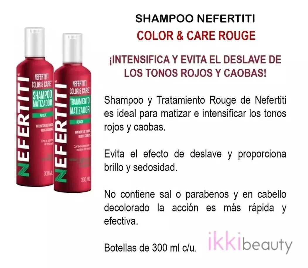 Shampo Matizador Y Tratamiento Nefertiti Color&care Rouge