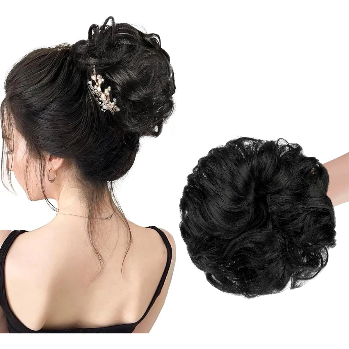 Chongos Postizos Cabello Moño Pelo Desordenado Postizo