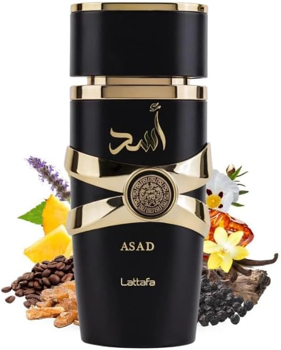 Lattafa Asad Eau de Parfum Spray for Men, 3.4 Ounce