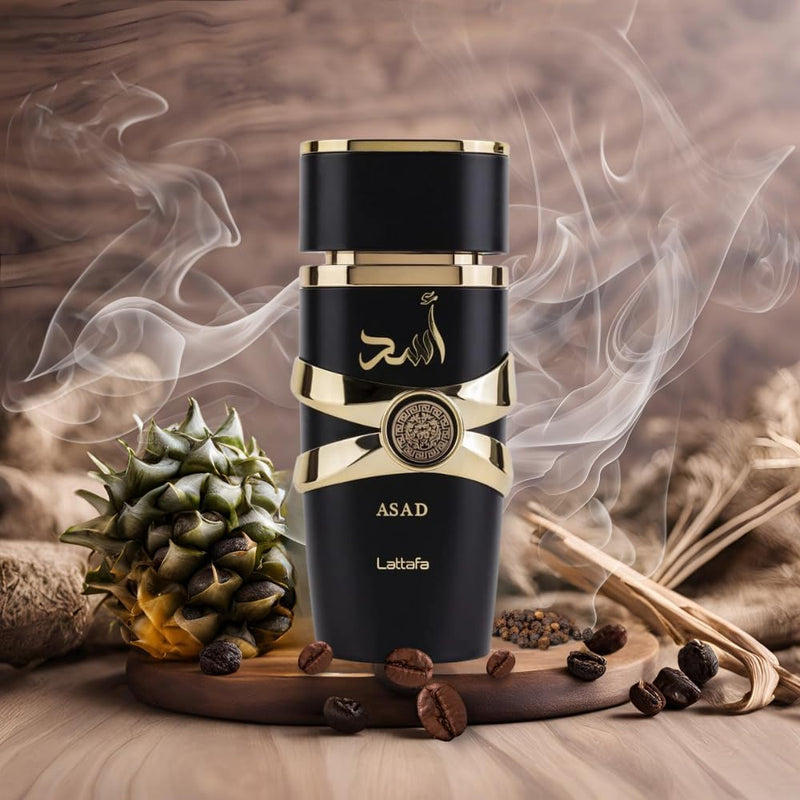 Lattafa Asad Eau de Parfum Spray for Men, 3.4 Ounce