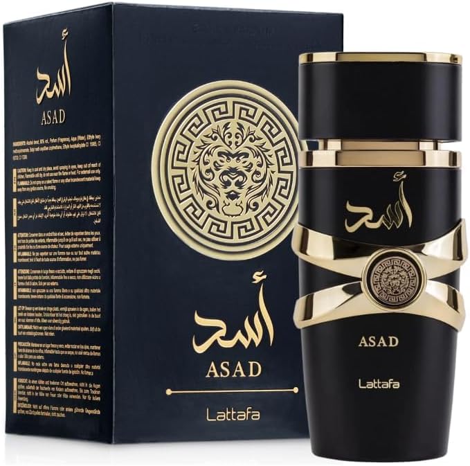 Lattafa Asad Eau de Parfum Spray for Men, 3.4 Ounce