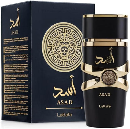 Lattafa Asad Eau de Parfum Spray for Men, 3.4 Ounce