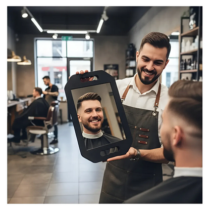 Espejo Rectangular Marco Negro Estética Barbería