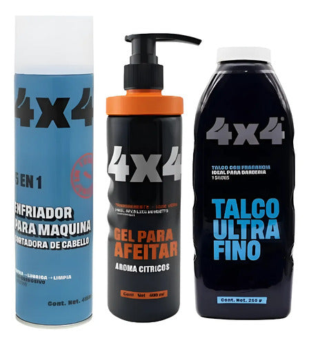 Gel Para Afeitar + Enfriador De Maquinas + Talco 4x4