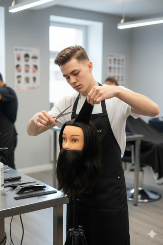 Modelo De Barba Simulador De Barba Con Cabeza De Maniquí Cafe Obscuro