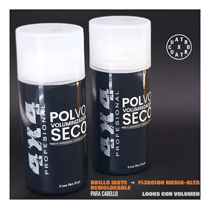 4x4 Polvo Voluminizador Seco 20g Cabello Hombre 2pzas +peine