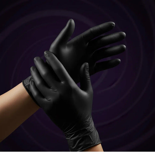 Guantes De Nitrilo Color Negro, Paquete De 100 4x4 Negro M Negro