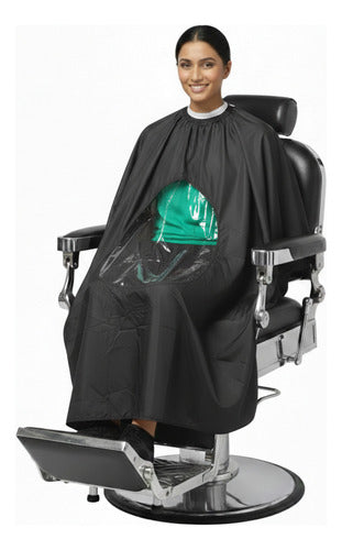 Cubridor Capa Peluquero Barbero Ventana Transparente Negro Ventana Transparente Negro
