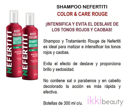 Shampo Matizador Y Tratamiento Nefertiti Color&care Rouge