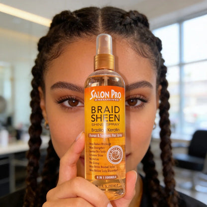 Salon Pro Spray Brillo Para Trenza Africana,extension 355 Ml Brazilian Keratin