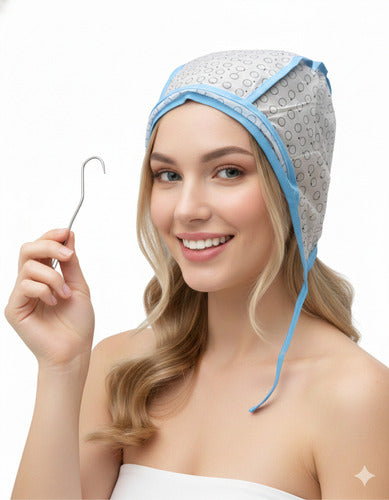 6 Pcs/kits Gorro Para Mechas,cepillar,aguja,teñir El Cabello Azul