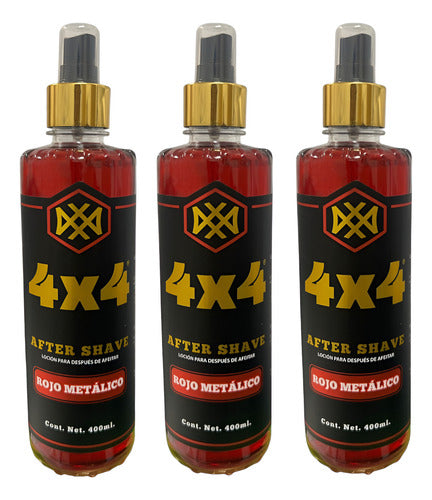 Locion Para Después Afeitar 4x4 Rojo Metálico 300ml 3 Pack Rojo