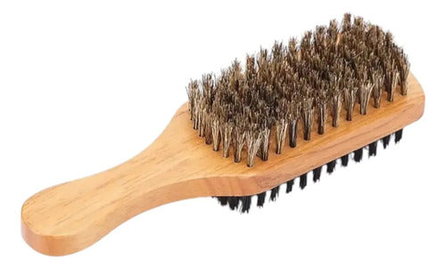 Cepillo Doble De Cerda Fibra Natural Para Barbero Marrón