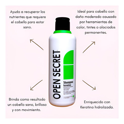 Shampo Keratina Nutrición Intensiva 300ml Open Secret