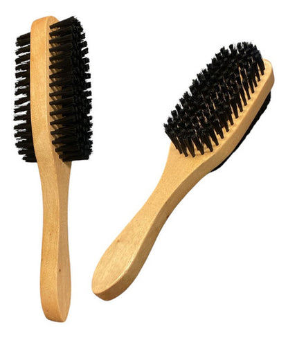 Cepillo Doble Barbero Cerdas Natural De Madera Negro