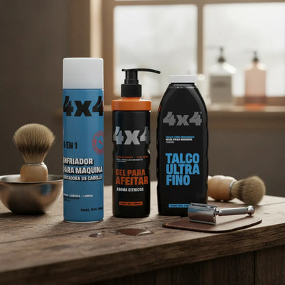 Gel Para Afeitar + Enfriador De Maquinas + Talco 4x4