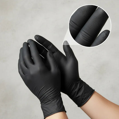 Guantes De Nitrilo Color Negro, Paquete De 100 4x4 Negro M Negro