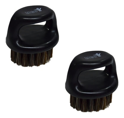 2 Cepillo Barba Con Agarradera Anillo Barberia Corte Chico Color Negro