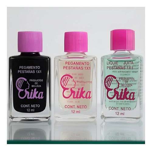 Erika Pegamento Negro, Pegamento Transparente Y Quitapestaña Transparente