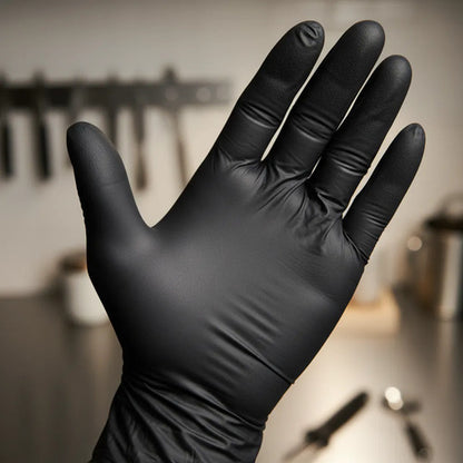 Guantes De Nitrilo Color Negro, Paquete De 100 4x4 Negro M Negro