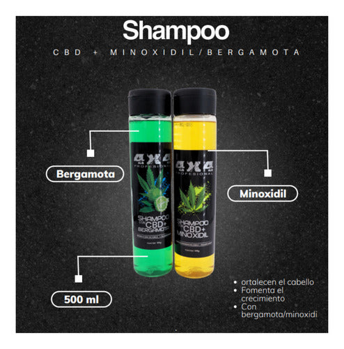 Shampoo 4x4 Para Crecimiento De Cabello Con Bergamota