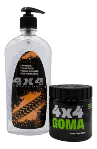 Kit Gel Para Cabello Profesional 4x4 + Goma Max Fijacion