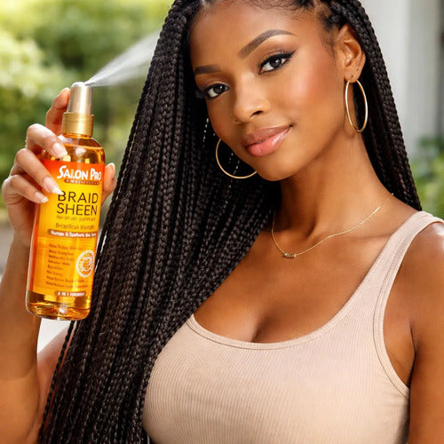 Salon Pro Spray Brillo Para Trenza Africana,extension 355 Ml Brazilian Keratin
