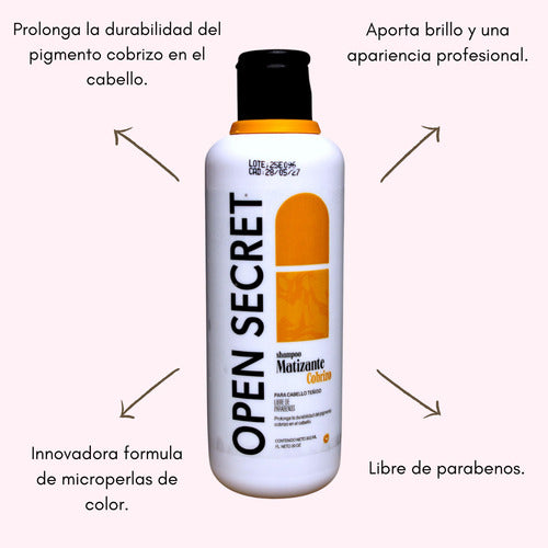Shampoo Matizante Cobrizo Libre Parabenos 300ml Open Secret