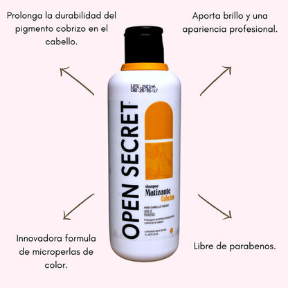 Shampoo Matizante Cobrizo Libre Parabenos 300ml Open Secret