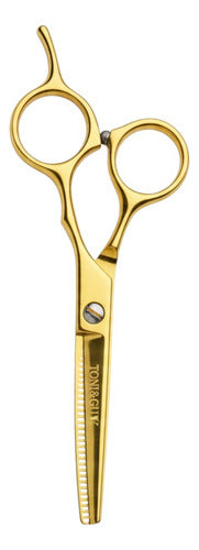 Tijera Degrafiladora Profesional Entresacar Cabello Dorado Dorado