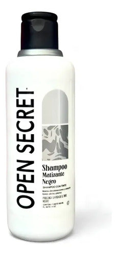 Kit 6 Open Secret Shampoo Con Tinte Matizante Negro 300 Ml