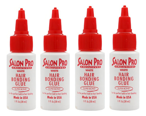 Pegamento Látex Blanco Salon Pro Extensiones Cabello Cortinas 4 Piezas