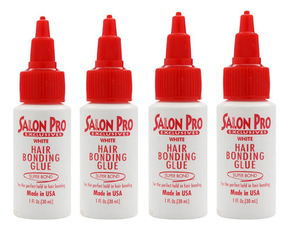 Pegamento Látex Blanco Salon Pro Extensiones Cabello Cortinas 4 Piezas