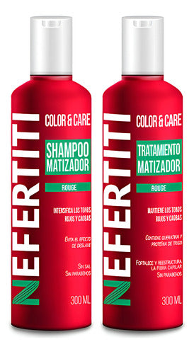Shampo Matizador Y Tratamiento Nefertiti Color&care Rouge