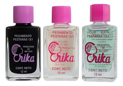 Erika Pegamento Negro, Pegamento Transparente Y Quitapestaña Transparente