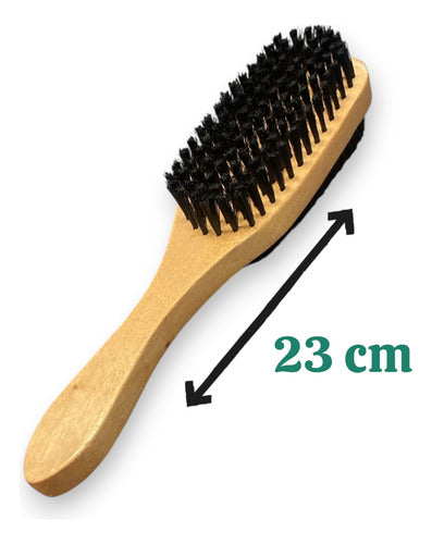 Cepillo Doble Barbero Cerdas Natural De Madera Negro
