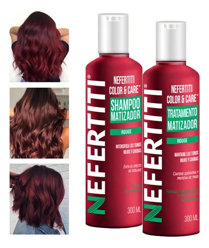 Shampo Matizador Y Tratamiento Nefertiti Color&care Rouge