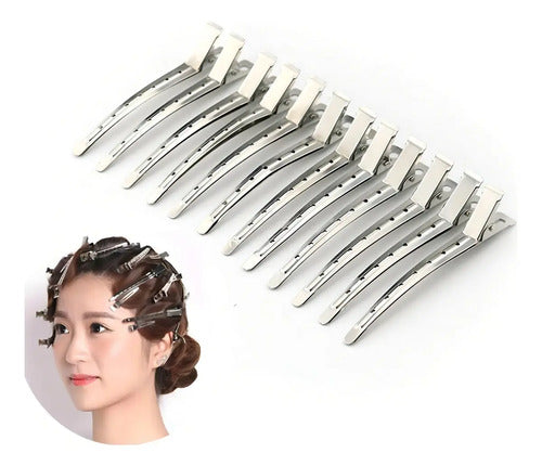 Pinza Perforada Para Cabello Tipo Pico De Garza Acero Plata Color Plateado 1463-00 Splash