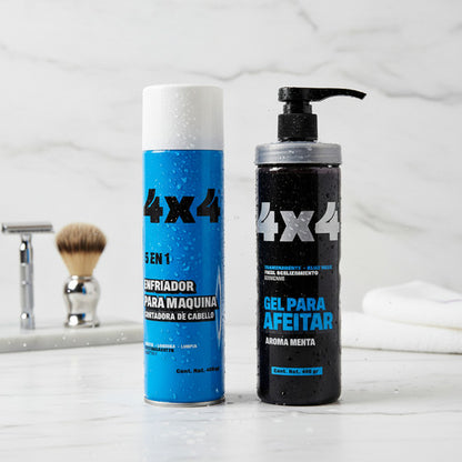 Gel Rasurar Menta 4x4 Profesional + Spray Enfriador 4x4
