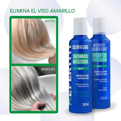 Shampoo Matizador Y Tratamiento Para Platinar Canas Y Mechas