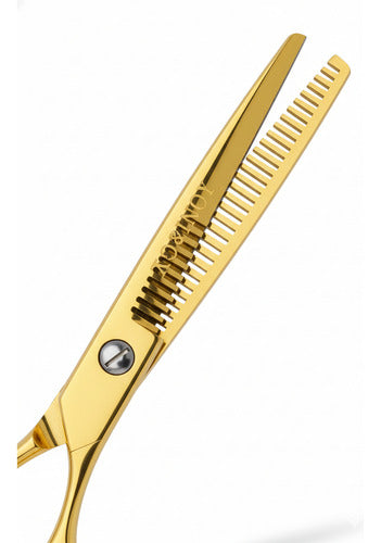 Tijera Degrafiladora Profesional Entresacar Cabello Dorado Dorado