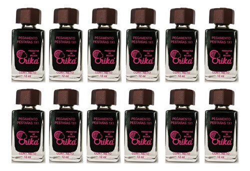 12pz Pegamento Para Pestañas Marca Erika Color Negro. Negro