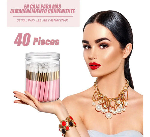 Brochas Para Limpiar Pestañas De Mink, 40 Unidades Rosa Pálido