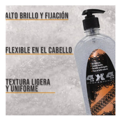 Kit Gel Para Cabello Profesional 4x4 + Goma Max Fijacion