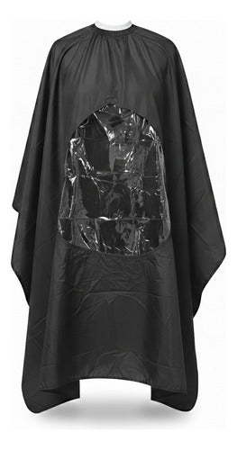 Cubridor Capa Peluquero Barbero Ventana Transparente Negro Ventana Transparente Negro
