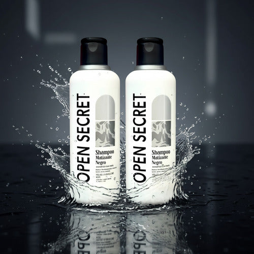 Kit 6 Open Secret Shampoo Con Tinte Matizante Negro 300 Ml