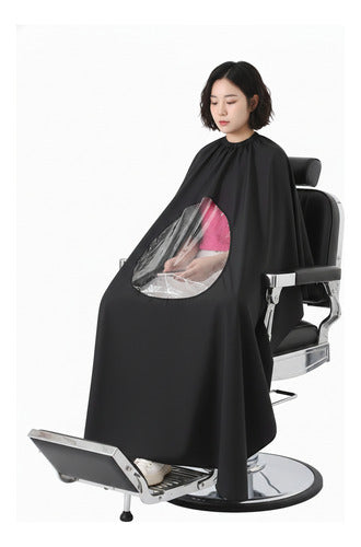 Cubridor Capa Peluquero Barbero Ventana Transparente Negro Ventana Transparente Negro