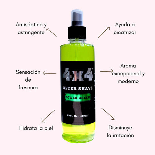 After Shave Power Green Antiseptico 400ml 4x4 Profesional
