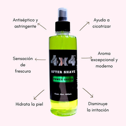 After Shave Power Green Antiseptico 400ml 4x4 Profesional